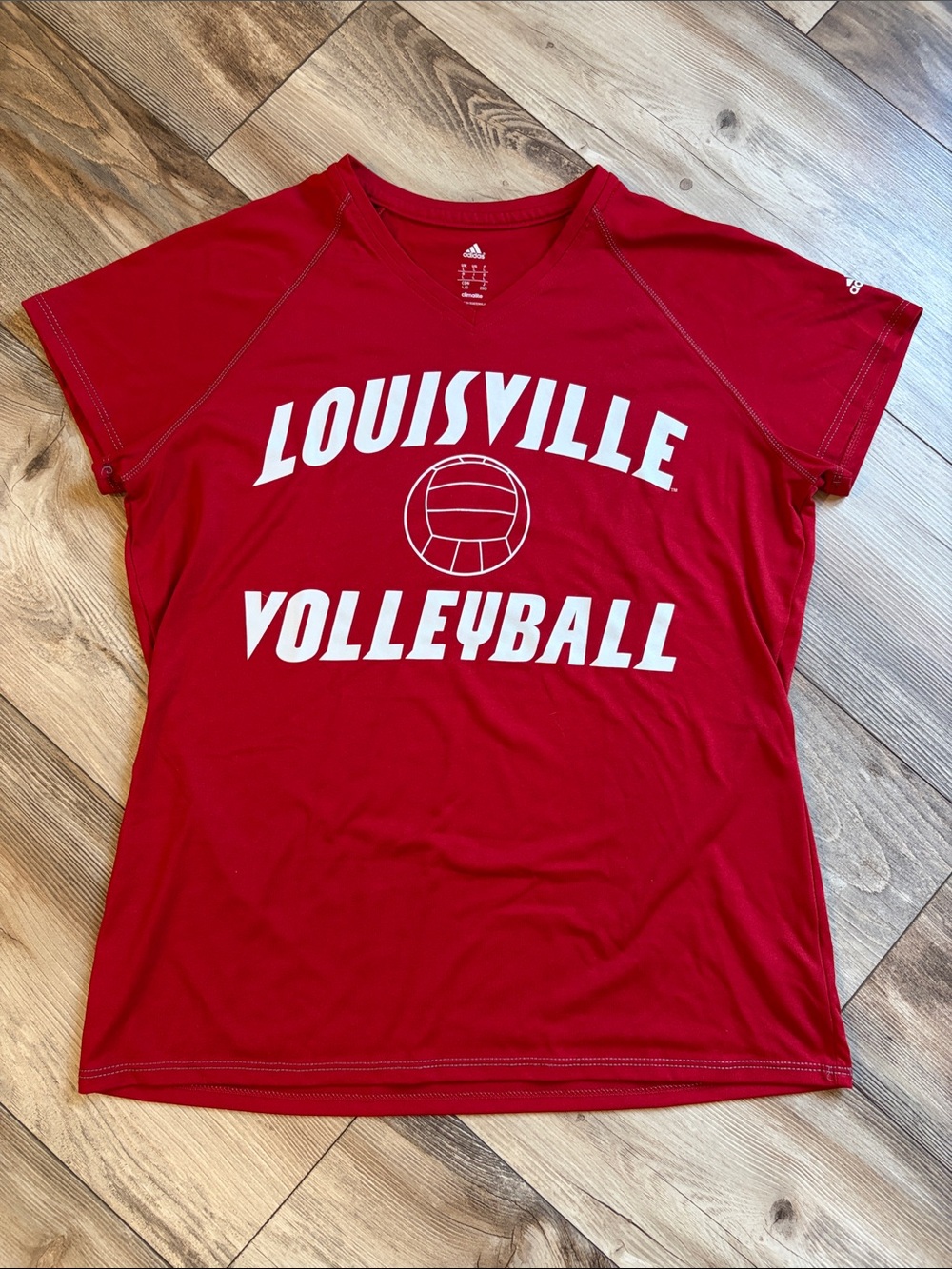 adidas Red Louisville Volleyball Short Sleeve Tee Shirt